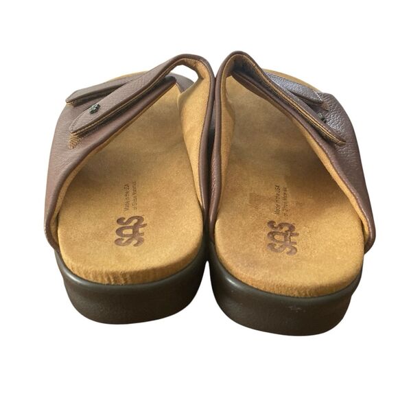 SAS Tripad Cozy Slide Leather Sandal Women 11W Brown Unisex Adjustable Comfort - Picture 3 of 10